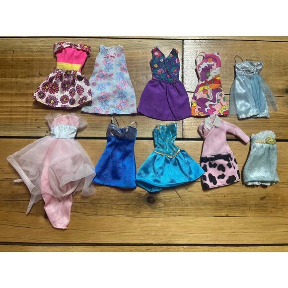 Lot of 10 Vintage Barbie doll clothes. Dress Lot. Formal Casual Multi Color - Picture 1 of 4